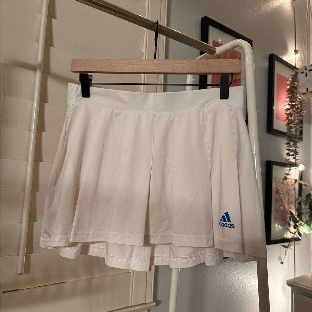 Adidas Women's White Skort with Blue Logo